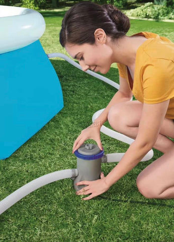 Image of 10ft & 12ft inflatable outdoor swimming pool with filter