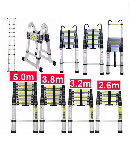 Image of Aluminium Telescopic Ladder 2.6M TO 6M Heavy Duty