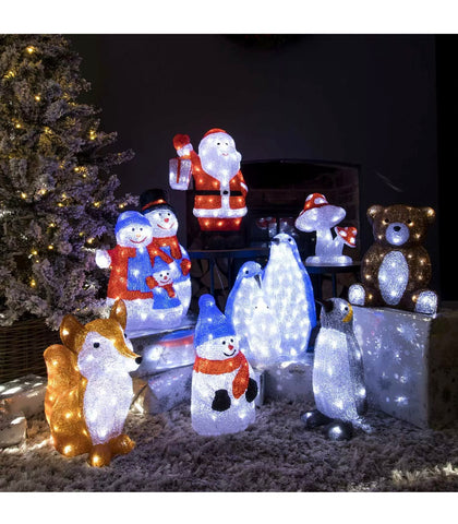 Image of Christmas Light Acrylic Character LED Novelty Decoration Outdoor Indoor Santa, Snowman, Penguin, Fox, Bear, Mushroom Lights