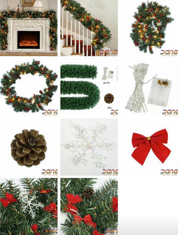 Image of Large Luxury Xmas LED Lit Garland Decorated Christmas Decor 9FT