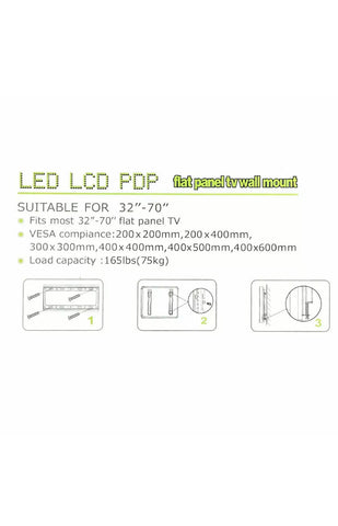 Image of Slim TV Wall Bracket Mount For 32 36 40 42 48 50 55 60 65 70 Inch Plasma LED LCD