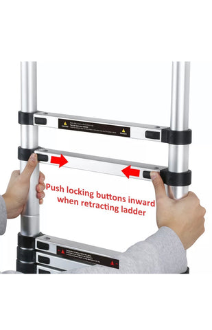 Image of 3.8M Portable Heavy Duty Multi-Purpose Aluminium Telescopic Ladder Extendable EN131