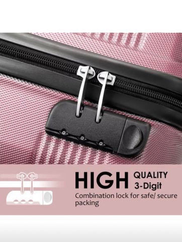 Image of Rose Gold Hard Suitcase Luggage Set of 3 Trolley Case