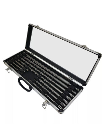 Image of 11 PIECE SDS+ DRILL BIT SET IN ALUMINIUM CASE STEEL TIP SELF FEEDING AUGER BITS