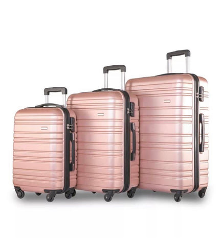 Image of Rose Gold Hard Suitcase Luggage Set of 3 Trolley Case