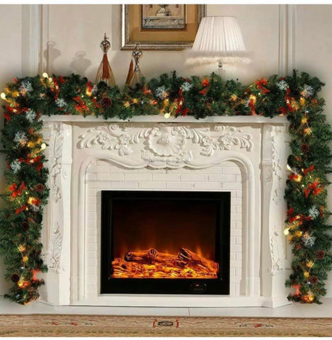 Image of Large Luxury Xmas LED Lit Garland Decorated Christmas Decor 9FT