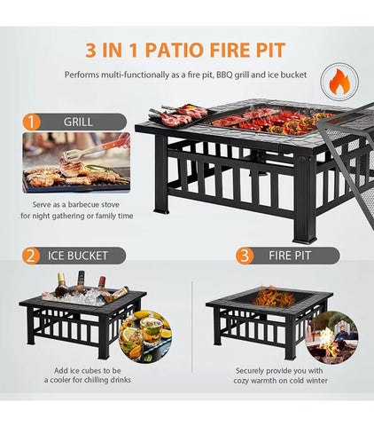 Image of 3in1 Outdoor Fire Pit BBQ