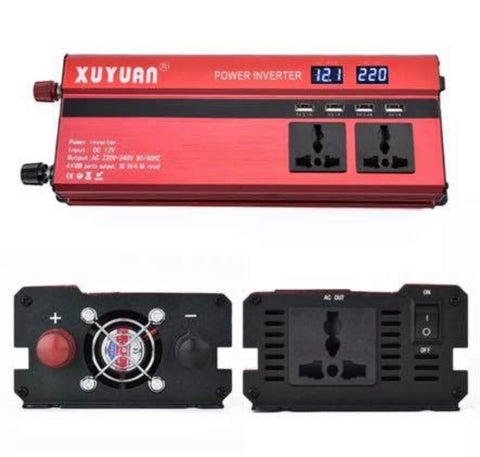 Image of Power Inverter 2000W/4000W DC 12V to AC 220V Sine Wave Convert with 4 USB Ports 2 Sockets