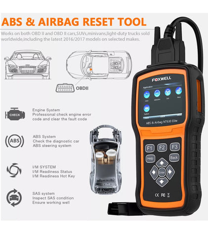 Image of OBD2 OBD 2 ABS Airbag SRS Reset Tool OBD2 Car Code Reader Scanner Diagnostic