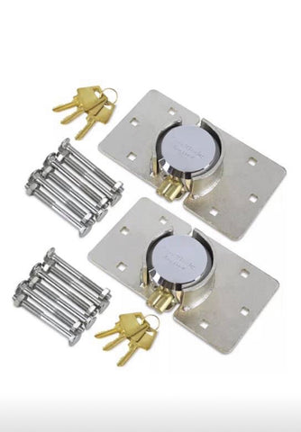 Image of Heavy Duty High Quality Steel Padlock & Hasp x 2 Van Lock Set with 4 keys & bolts