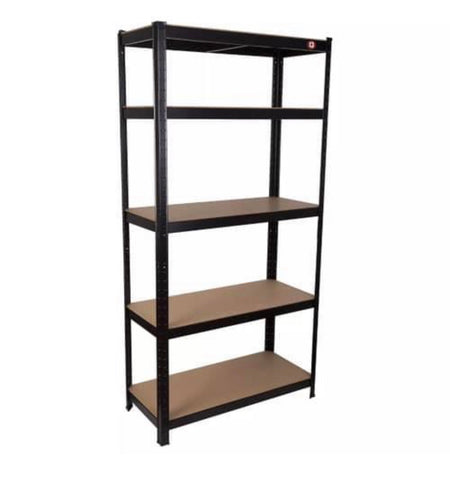 Image of Heavy Duty Black Metal Garage Shelving Racking Unit Storage Rack 180 x 90 x 40cm