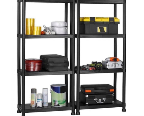 Image of 2 x Shelving Unit with 4 Tier in Black