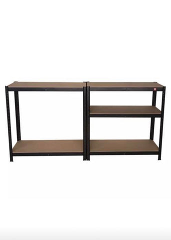 Image of Heavy Duty Black Metal Garage Shelving Racking Unit Storage Rack 180 x 90 x 40cm