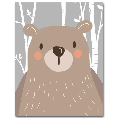 Image of Rabbit Fox Bear Animal Nursery Posters and Prints Wall Art Canvas Painting Decorative Picture Nordic Style Kids Decoration - Free Productz
