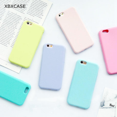 Image of Colorful Happy TPU Silicone Frosted Matte Case for iPhone 6 6S 5 5S SE 8 Plus X Soft Back Cover for iPhone 7 7Plus - Free Productz