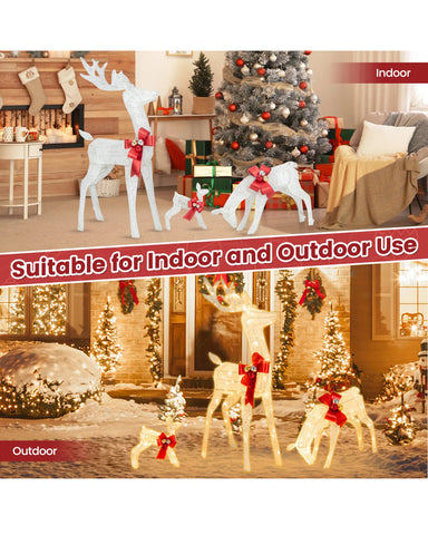 Image of Large Set of 3 LED Christmas Reindeer Family