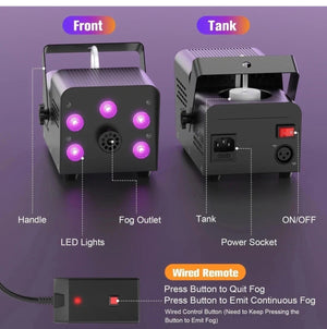 500W Party Smoke Machine with RGB LED Light Wireless Remote DJ Disco Fog Machine
