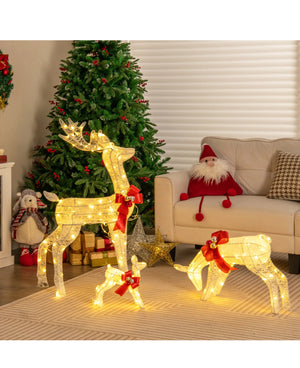 Large Set of 3 LED Christmas Reindeer Family