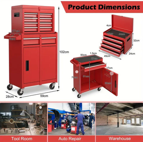 Image of 5-Drawer Rolling Tool Chest High Capacity Tool Storage Cabinet