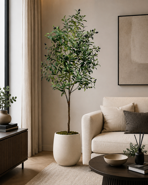 6FT Artificial Faux Olive Tree with Realistic Leaves Olive Fruits Natural Trunk