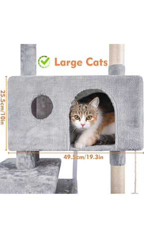 Image of Large Cat Tree Tower Scratching Post 151cm- GREY