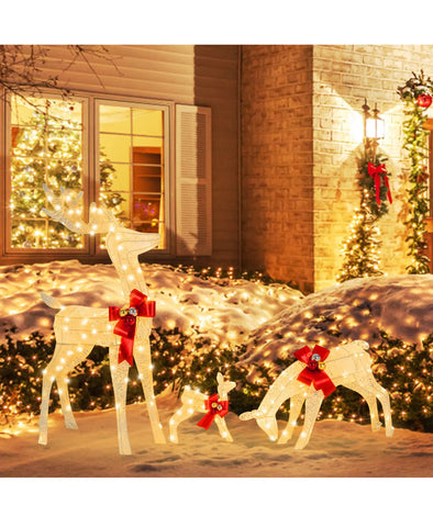 Image of Large Set of 3 LED Christmas Reindeer Family