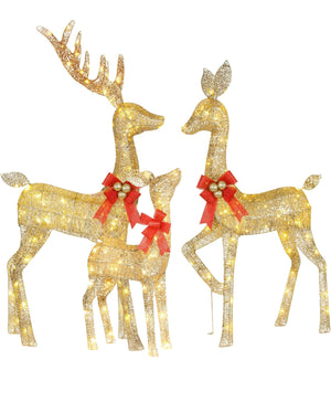 Christmas Decoration Deer 3 Piece, Light up Christmas Decor Reindeer Family Set