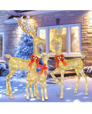 Christmas Decoration Deer 3 Piece, Light up Christmas Decor Reindeer Family Set