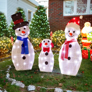 Set of 3 Christmas Snowman LED