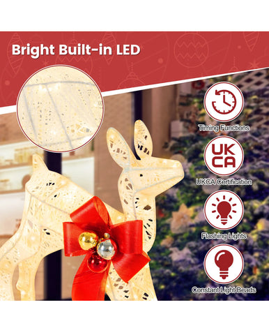 Image of Large Set of 3 LED Christmas Reindeer Family