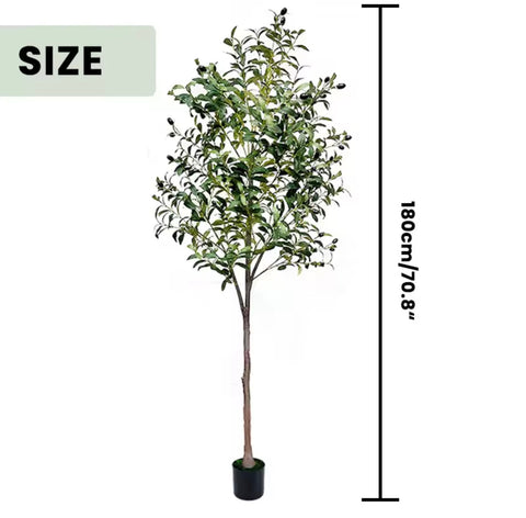 Image of 6FT Artificial Faux Olive Tree with Realistic Leaves Olive Fruits Natural Trunk