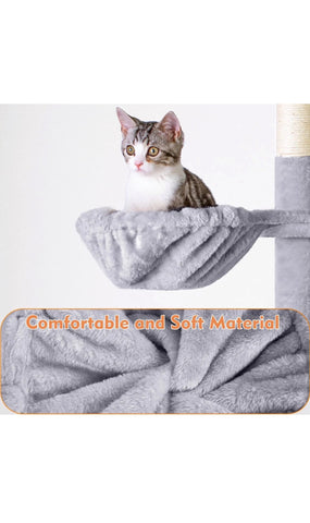 Image of Large Cat Tree Tower Scratching Post 151cm- GREY
