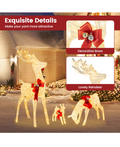 Image of Large Set of 3 LED Christmas Reindeer Family