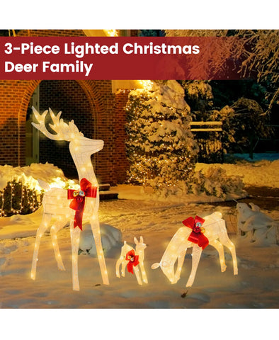 Image of Large Set of 3 LED Christmas Reindeer Family