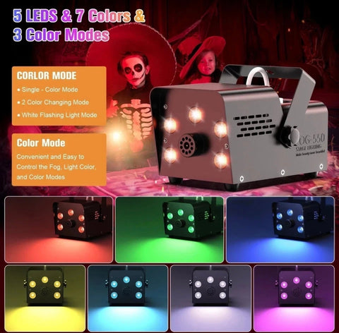 Image of 500W Party Smoke Machine with RGB LED Light Wireless Remote DJ Disco Fog Machine