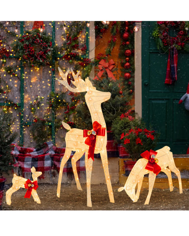 Image of Large Set of 3 LED Christmas Reindeer Family