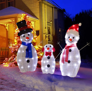 Set of 3 Christmas Snowman LED