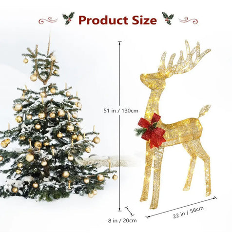 Image of Christmas Reindeer Light Up Decoration Warm White LED Garden 130cm Large