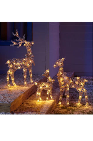 Image of Set of 3 LED Reindeer Family