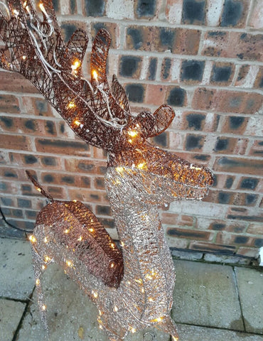 Image of Large Outdoor Standing 3D Reindeer LED Gold Bronze