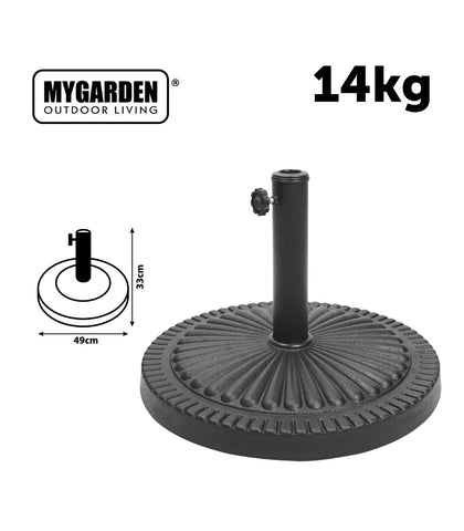 Image of 14KG Garden Parasol Base Resin Cast Iron Effect Outdoor Umbrella Stand Holder