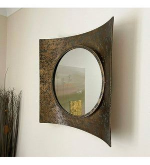 Industrial Gold Curve Wall Mirror