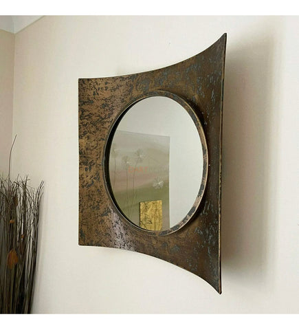 Image of Industrial Gold Curve Wall Mirror