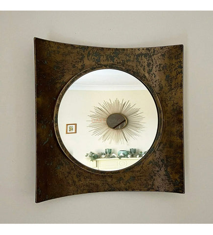 Image of Industrial Gold Curve Wall Mirror