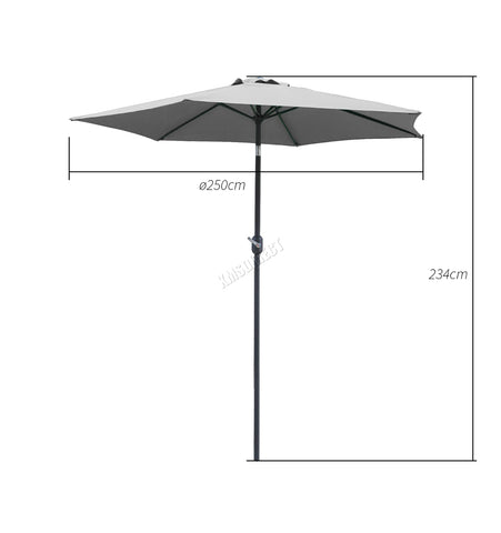 Image of Garden Parasol Tilt Sunshade Umbrella Aluminium 2.5/2.7/3M