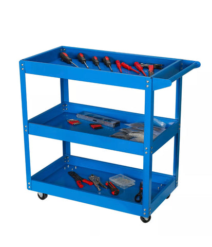 Image of Super Heavy Duty Garage Trolley Tool Storage Workshop DIY 3 Tier Wheel Cart Shelf