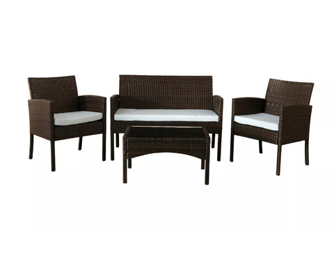 Image of Rattan 4 Piece Set chairs sofa Table Garden Furniture