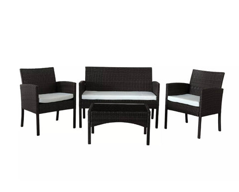 Image of Rattan 4 Piece Set chairs sofa Table Garden Furniture