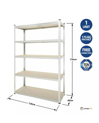 Image of Galvanised 5 Tier Shelving Unit Racking Garage Heavy Duty Shelf