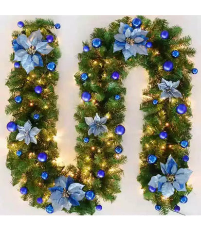 Image of Brand New 2.7m/9ft Luxurious Christmas Garland xmas Decoration LED Light up Various Colours